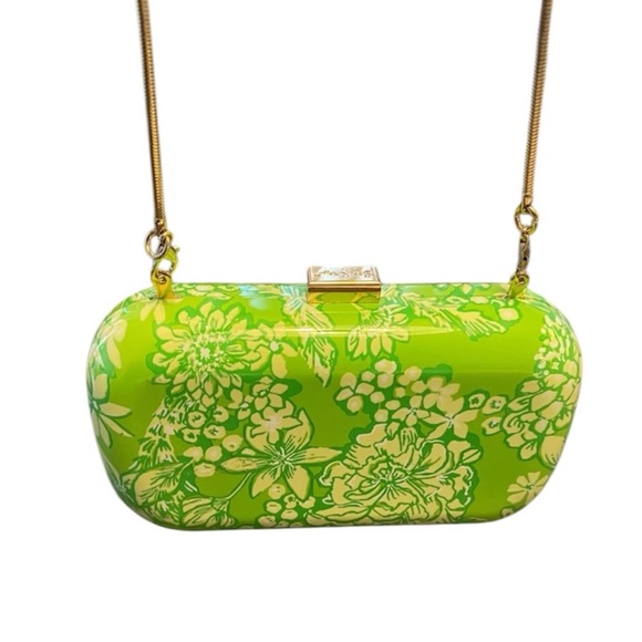 Lilly Pulitzer GWP Hardshell Clutch Limeade It\'s A Spring Thing Purse